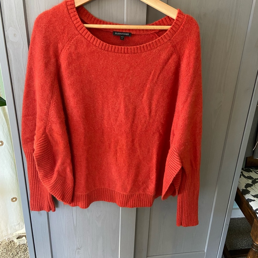 Eileen Fisher orange cashmere Sweater